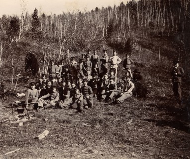 A group of Irkutsk high school students on an excursion in the forest, 1900. Creators: I. A. Podgorbunskii, V. I. Podgorbunskii.