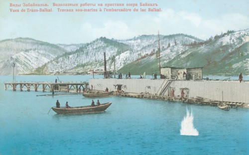 Diving work on the pier of Lake Baikal, 1904-1917. Creator: Unknown.