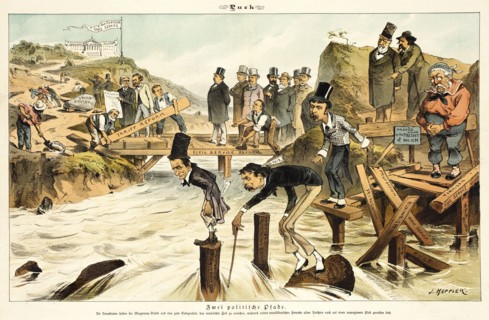 Cartoon from Puck, between 1880 and 1889. Creators: Joseph Keppler, Bernhard Gillam.