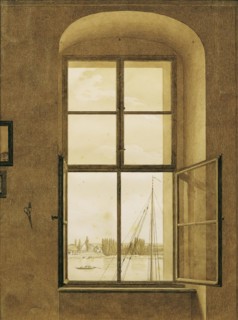 View from the artist's studio (right window), around 1805/1806. Creator: Caspar David Friedrich.