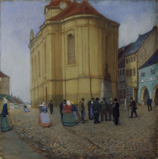 Church in Auscha, 1901. Creator: Emil Orlik.