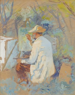 Theodor von Hörmann painting in Taormina, 1894. Creator: Josef Engelhart.