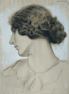 Head of a young woman in profile, 1918. Creator: Josef Wawra.