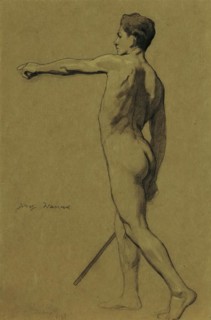 Standing male nude, 1917. Creator: Josef Wawra.