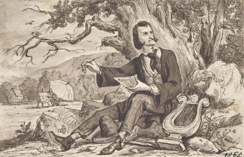 The arts: poet, lyre, painter, around 1870. Creator: Joseph Eugen Horwarter.