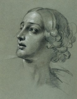 Head study for "Arindal and Daura", around 1820/1855. Creator: Johann Peter Krafft.