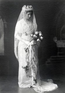 Portrait of Alfhild Arosenius (1880-1966) in wedding dress, 1913. Creator: Ferdinand Flodin.