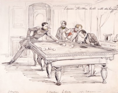 Edman! Which ball do you want scored. Pool scene. (c1850s) Creator: Fritz von Dardel.