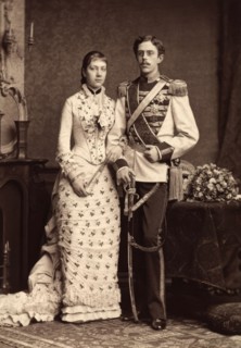 Cabinet portrait of Gustav V and Viktoria, 1881. Creator: Schulz & Suck.