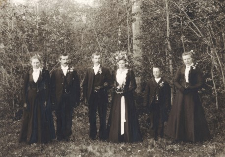 Wedding, Stensåsen, Lillhärdal parish, Härjedalen, 1902. Creator: A Sundien.