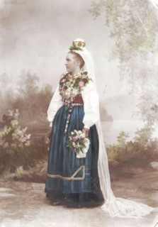 Wedding, Leksand, Dalarna - Bride in traditional dress, 1870-1910.  Creator: Unknown.