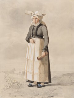 Woman in costume, standing full-length with a landscape in the background.  Creator: Otto Wallgren.