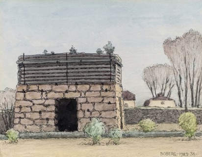 Gysinge mulch log cabin, 1923-1938. Creator: Ferdinand Boberg.