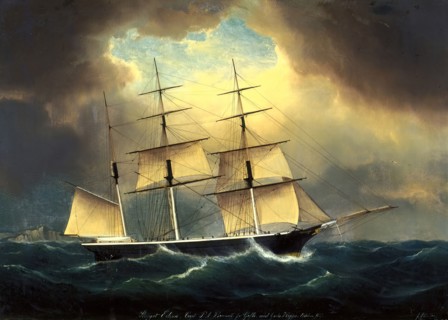 Bark Ship Eclipse, 1857. Creator: Franz Hunten.