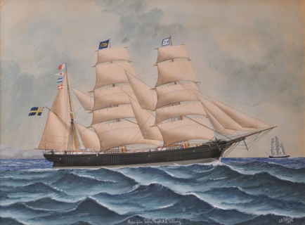 The full-rigger Peru, 1891. Creator: Lars Petter Sjostrom.