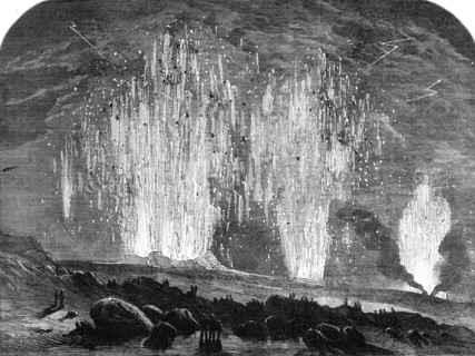 The Eruption of Mount Vesuvius: the Craters at Midnight, 1862. Creator: Unknown.