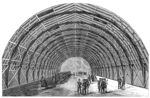 Volunteer Drill-shed at Birkenhead for the 1st Cheshire Volunteer Engineers, 1862. Creator: Unknown.