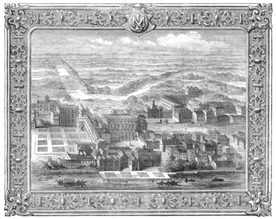 Scene from Mr. Mark Lemon's "About London": Whitehall as it appeared before the fire of 1691, (1862) Creator: Unknown.