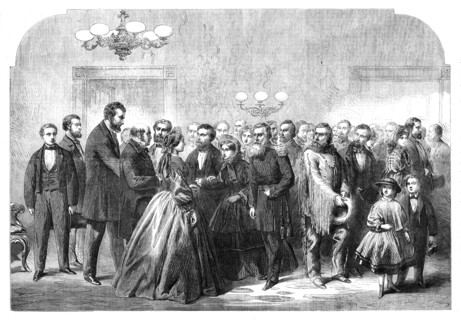 New Year's Reception at the White House, Washington - from a sketch by our special artist, 1862. Creator: Unknown.