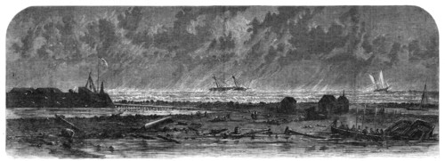 The Civil War in America: Hatteras Spit, with the wreck of the City of New York on the... 1862. Creator: Unknown.