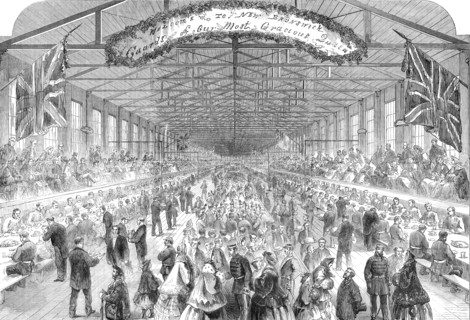 Banquet to the Fusilier Guards and others of Her Majesty's Troops, 1000 in number, at St..., 1862. Creator: Unknown.