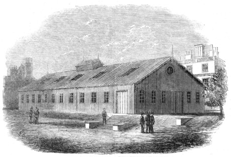 Drill-shed in Burlington Gardens, erected by the South Middlesex Rifle Volunteers, 1862. Creator: Unknown.