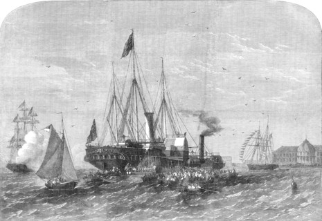 The Arrival of His Royal Highness the Prince of Wales at Alexandria, Egypt, 1862. Creator: Smyth.