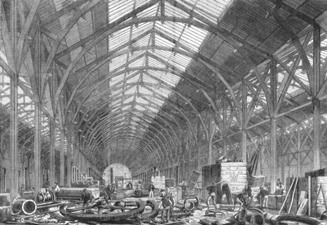 Progress of the International Exhibition Building: the Western Annexe, for machinery, 1862. Creator: Unknown.