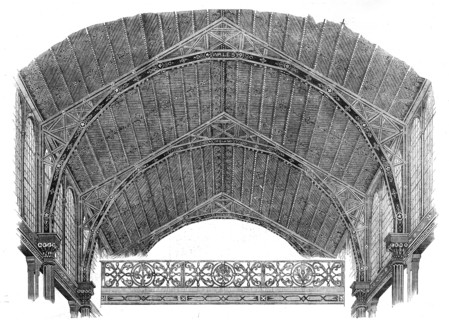 Progress of the International Exhibition Building: ornamentation of roof and railing of..., 1862. Creator: Unknown.