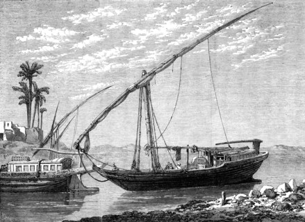 The Prince of Wales' Visit to Egypt: the Nile Boat - from a drawing by Frank Dillon, 1862. Creator: Richard Principal Leitch.