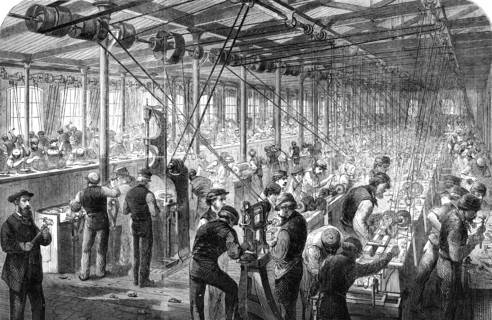 Manufacture of the Armstrong Gun at Woolwich Arsenal: the beehive, 1862. Creator: Unknown.