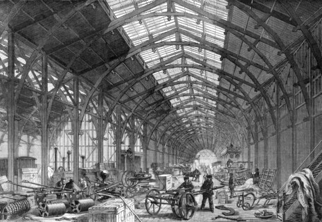 The Eastern Annexe of the International Exhibition Building containing agricultural implements, 1862 Creator: Unknown.
