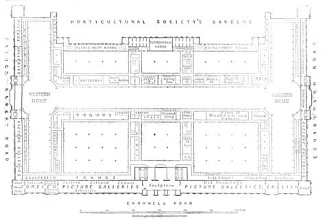 Plan of the galleries of the International Exhibition Building, 1862. Creator: John Dower.