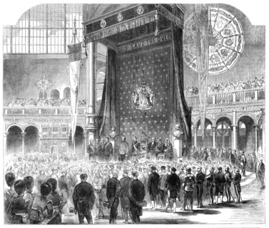Opening of the International Exhibition: Earl Granville presenting the address to the Duke..., 1862. Creators: Mason Jackson, Unknown.