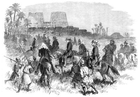 The Prince of Wales in Egypt: ride of the Prince and suite to Edfou Temple, 1862. Creator: Unknown.