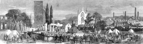 Illustration of the Great Fire at Enschede, by our special artist: general view of the town..., 1862 Creator: Unknown.