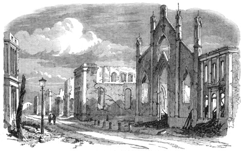 Illustration of the Great Fire at Enschede, by our special artist: ruins of the Roman..., 1862. Creator: Unknown.