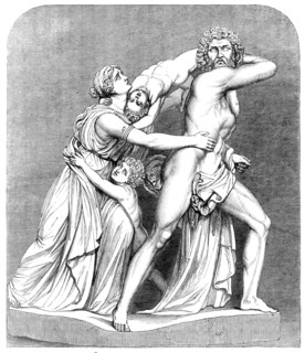 The International Exhibition: marble group by Flaxman - "The Fury of Athamas..., 1862. Creator: Unknown.