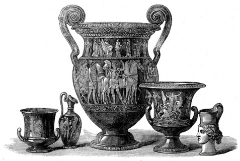 The International Exhibition: Group of porcelain articles by Sir James Duke and Nephews, 1862. Creator: Unknown.