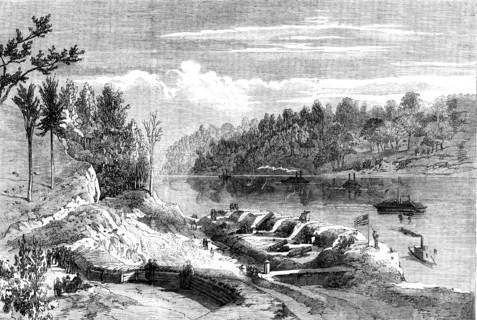 The Civil War in America - main battery at Fort Pillow..., 1862. Creator: Unknown.