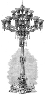 The International Exhibition - glass candelabrum, under the East Dome..., 1862. Creator: Unknown.