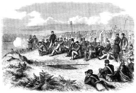 The Wimbledon Prize Meeting: rifle match between the Lords and the Commons, 1862. Creator: Unknown.