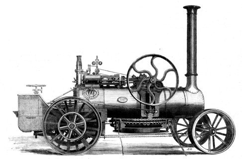 The International Exhibition: Fowler's patent engine and windlass for steam-ploughing, 1862. Creator: Unknown.