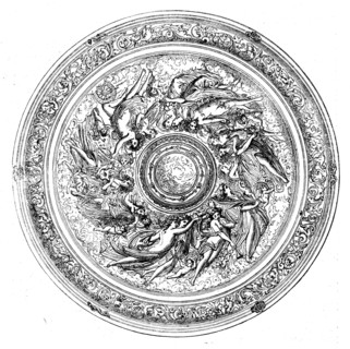 Top of Elkington's silver repoussé table, in the International Exhibition, 1862.  Creator: Unknown.