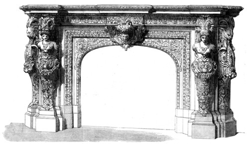 The International Exhibition - marble chimneypiece, by Leclercq, in the Belgian Court..., 1862.  Creator: Unknown.