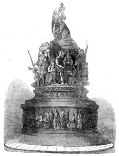 Column erected at Novgorod to commemorate...a thousand years of Russia's nationality, 1862.  Creator: Unknown.