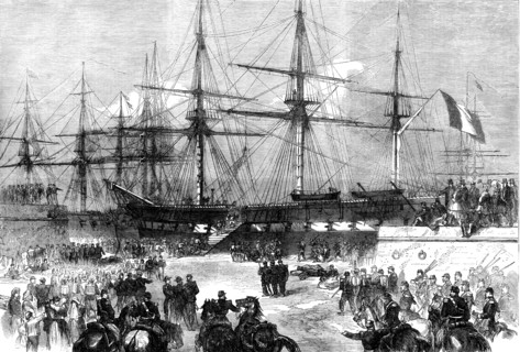 Preparations at Cherbourg for the departure of reinforcements for Mexico, 1862.  Creator: Unknown.