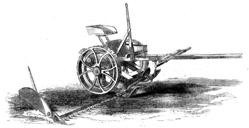 The International Exhibition: Cranston's Wood's grass-mowing machine, 1862. Creator: Unknown.