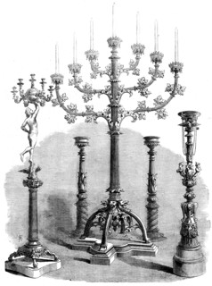 The International Exhibition: iron candelabra for churches, from the Royal Foundry, Berlin, 1862. Creator: Unknown.