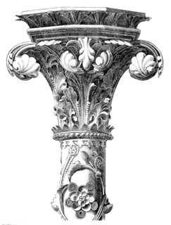 The International Exhibition: capital and portion of shaft of column from the Hereford Screen, 1862. Creator: Unknown.